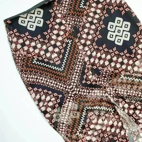 Express boho printed high slit midi skirt size small - Picture 2 of 9